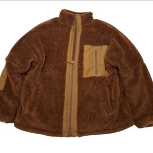 NWT BTFBM Sherpa Teddy Brown Fleece Zip Jacket Size S